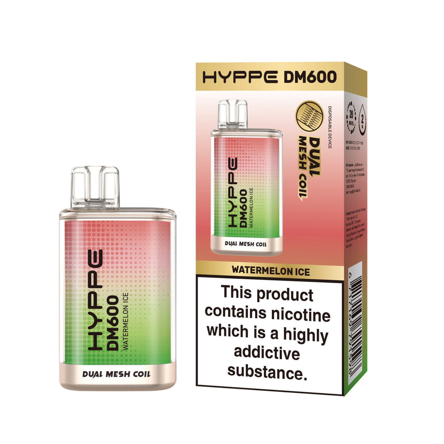 HYPPE DM600 2 % 600 PUFF - DUAL MESH COIL - DISPOSABLE VAPE POD DEVICE **(PACK OF 10)**