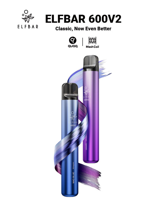 ELFBAR V2 600 puffs 2% - Mesh Coil - Disposable vape Pod Device - **(PACK OF 10)**