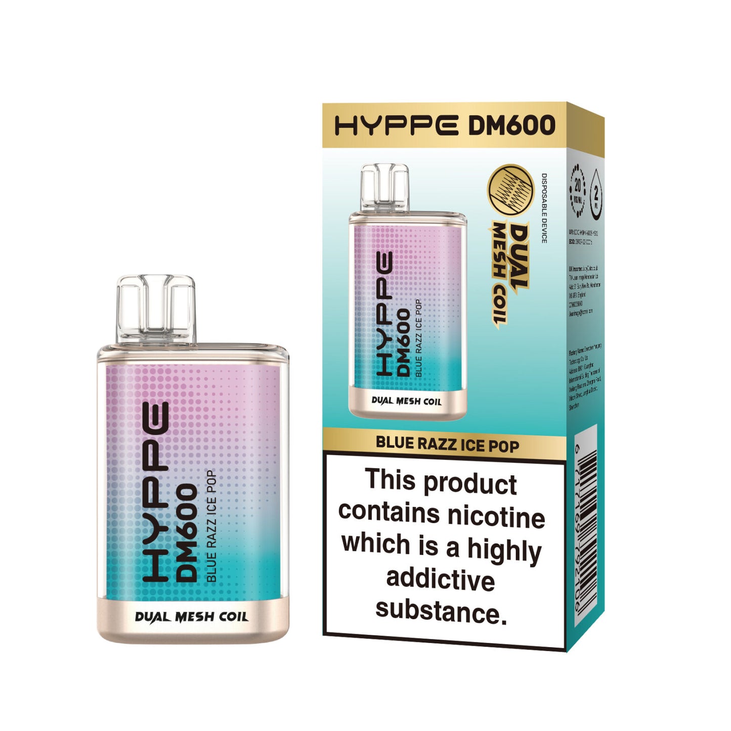 HYPPE DM600 2 % 600 PUFF - DUAL MESH COIL - DISPOSABLE VAPE POD DEVICE **(PACK OF 10)**