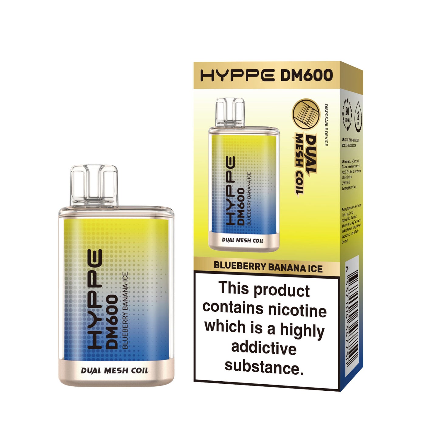 HYPPE DM600 2 % 600 PUFF - DUAL MESH COIL - DISPOSABLE VAPE POD DEVICE **(PACK OF 10)**