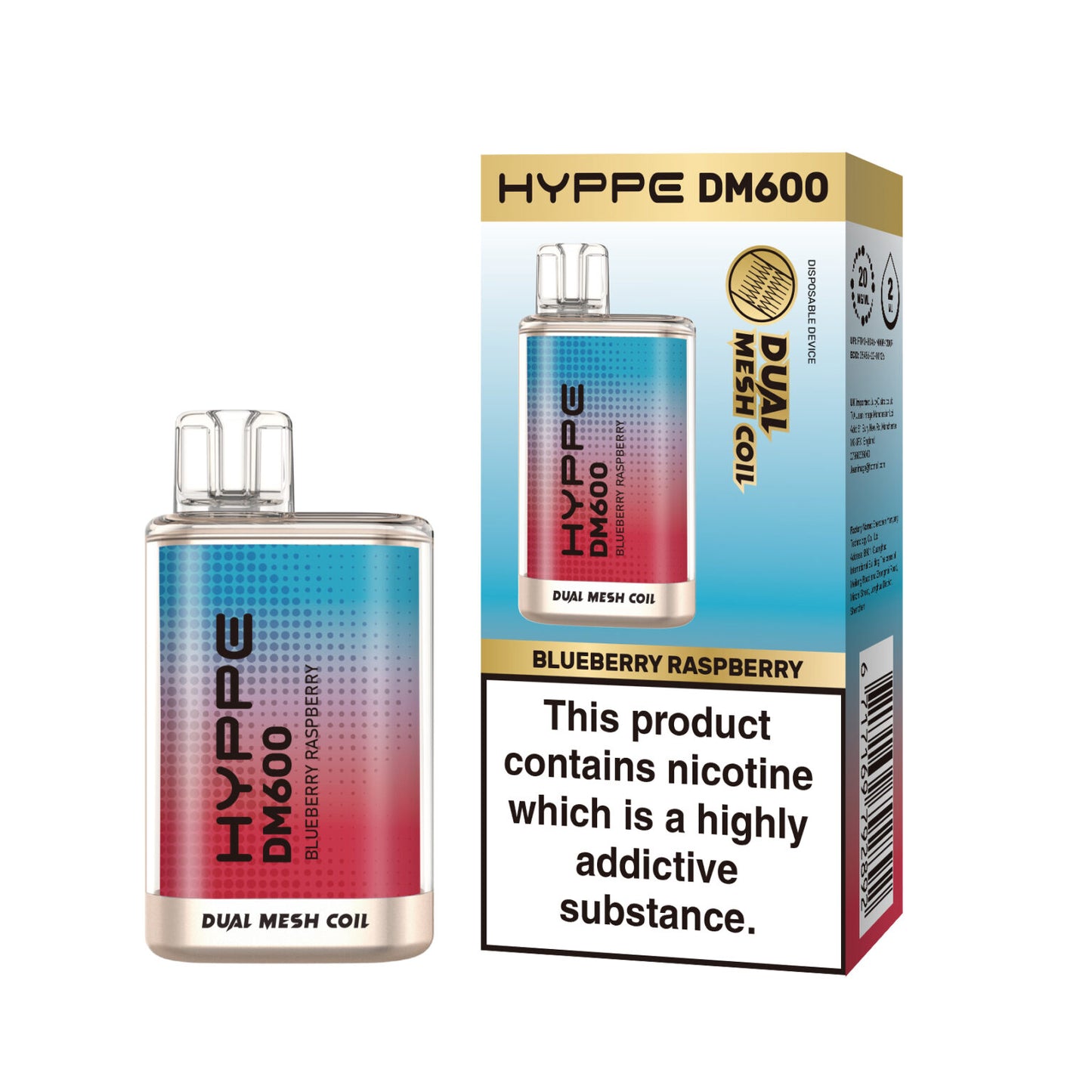 HYPPE DM600 2 % 600 PUFF - DUAL MESH COIL - DISPOSABLE VAPE POD DEVICE **(PACK OF 10)**