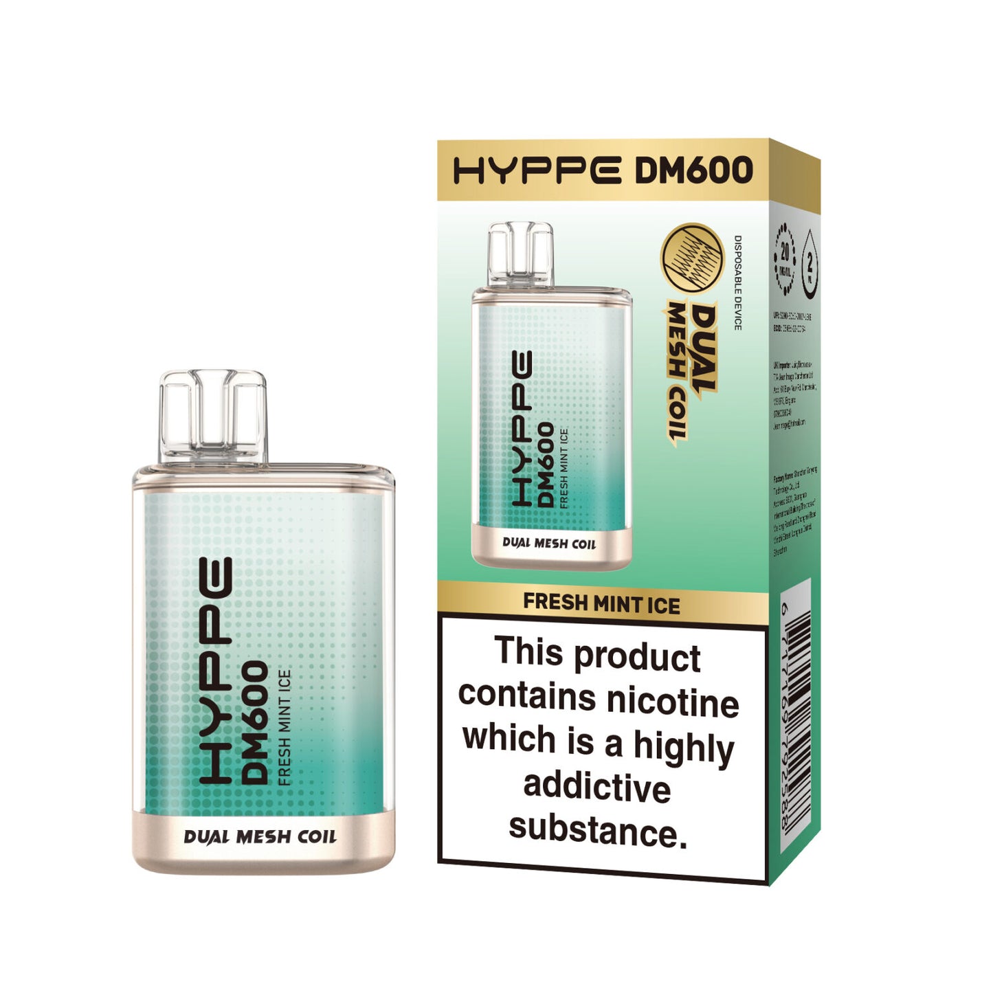 HYPPE DM600 2 % 600 PUFF - DUAL MESH COIL - DISPOSABLE VAPE POD DEVICE **(PACK OF 10)**