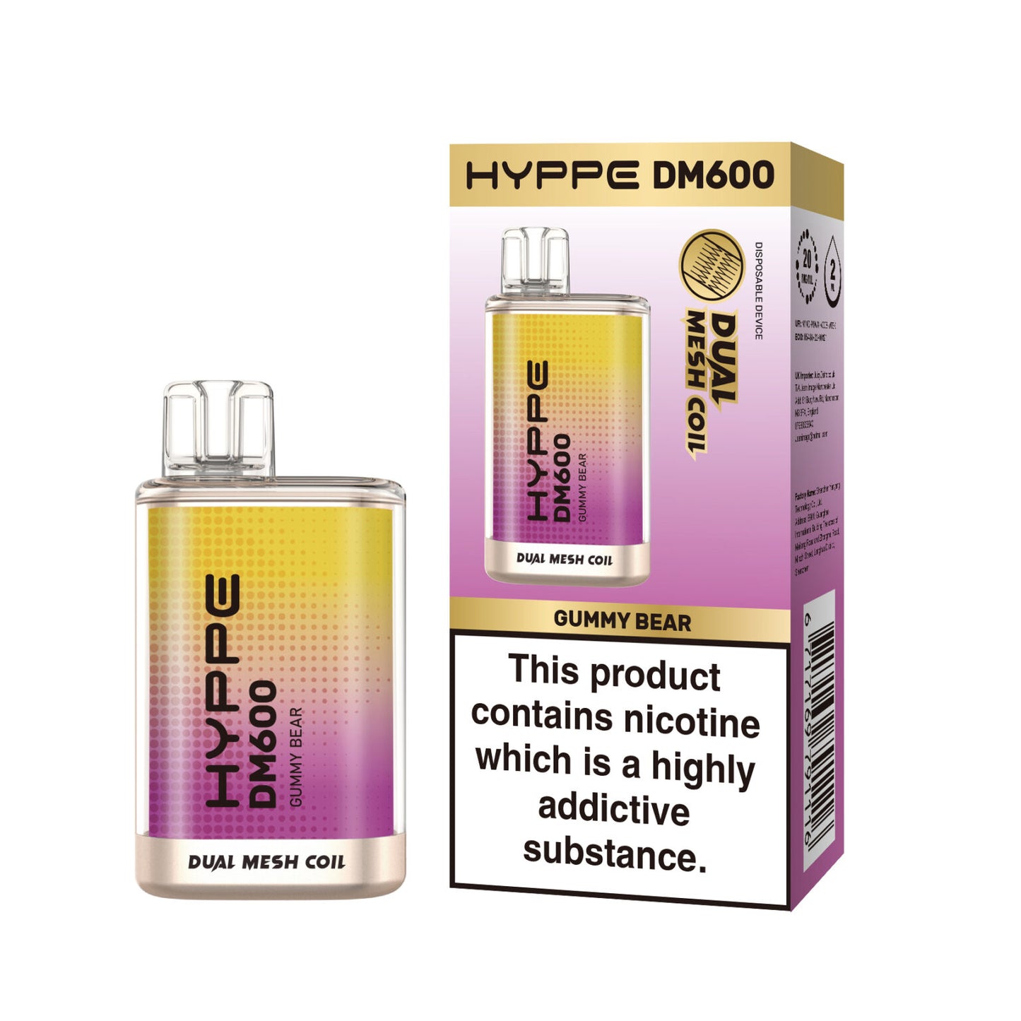 HYPPE DM600 2 % 600 PUFF - DUAL MESH COIL - DISPOSABLE VAPE POD DEVICE **(PACK OF 10)**