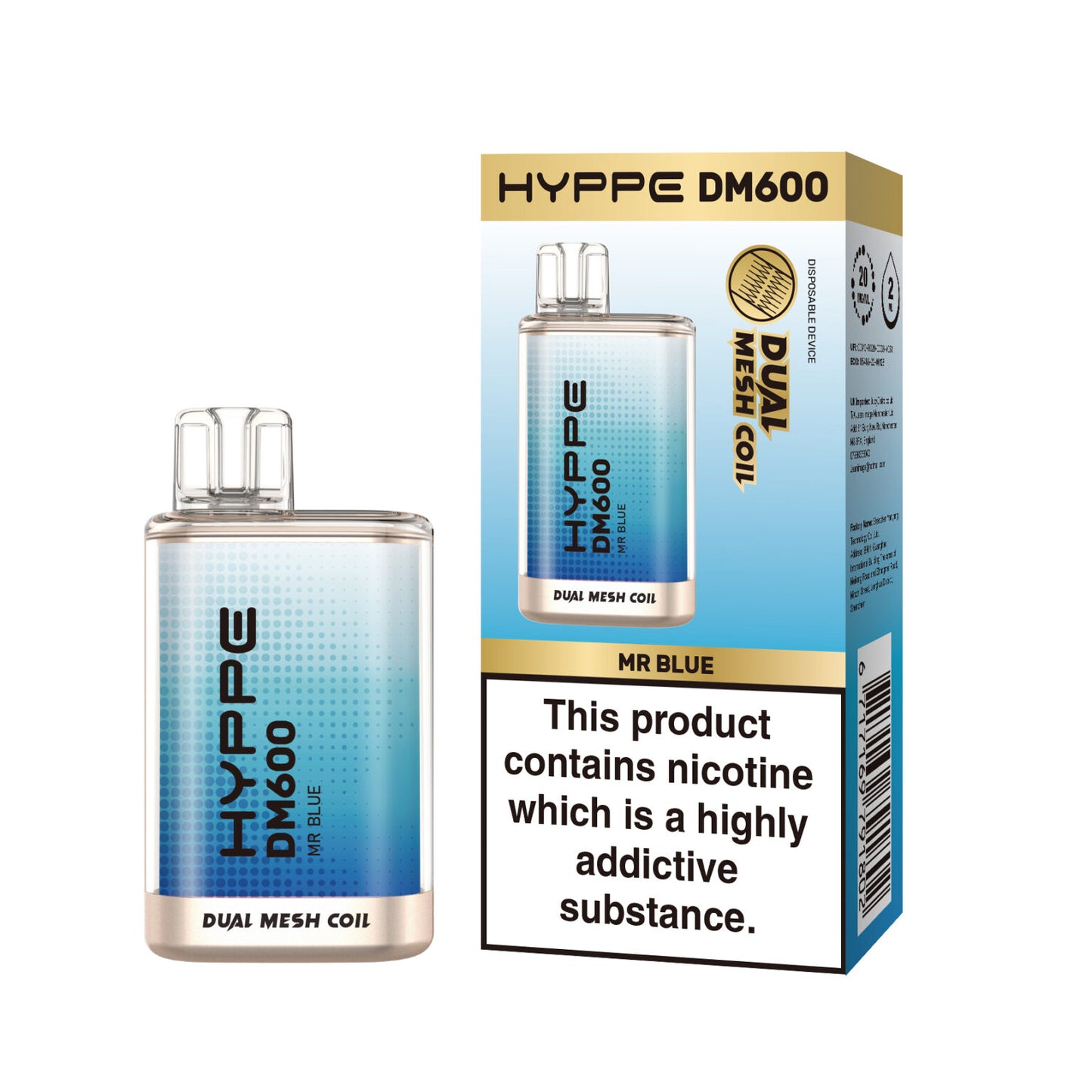 HYPPE DM600 2 % 600 PUFF - DUAL MESH COIL - DISPOSABLE VAPE POD DEVICE **(PACK OF 10)**