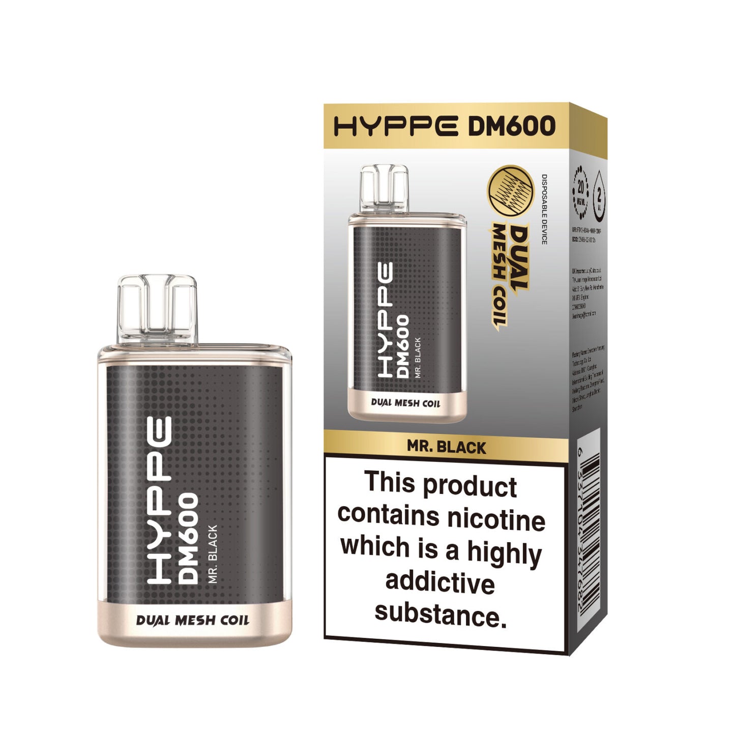 HYPPE DM600 2 % 600 PUFF - DUAL MESH COIL - DISPOSABLE VAPE POD DEVICE **(PACK OF 10)**