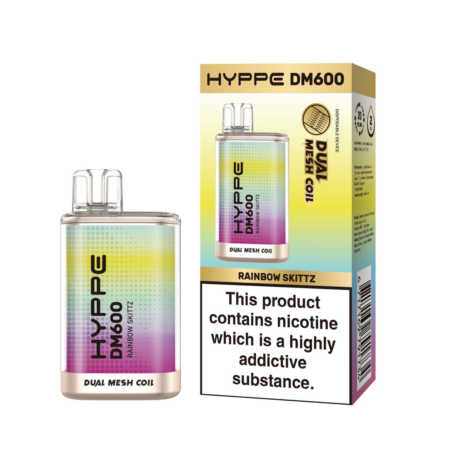 HYPPE DM600 2 % 600 PUFF - DUAL MESH COIL - DISPOSABLE VAPE POD DEVICE **(PACK OF 10)**