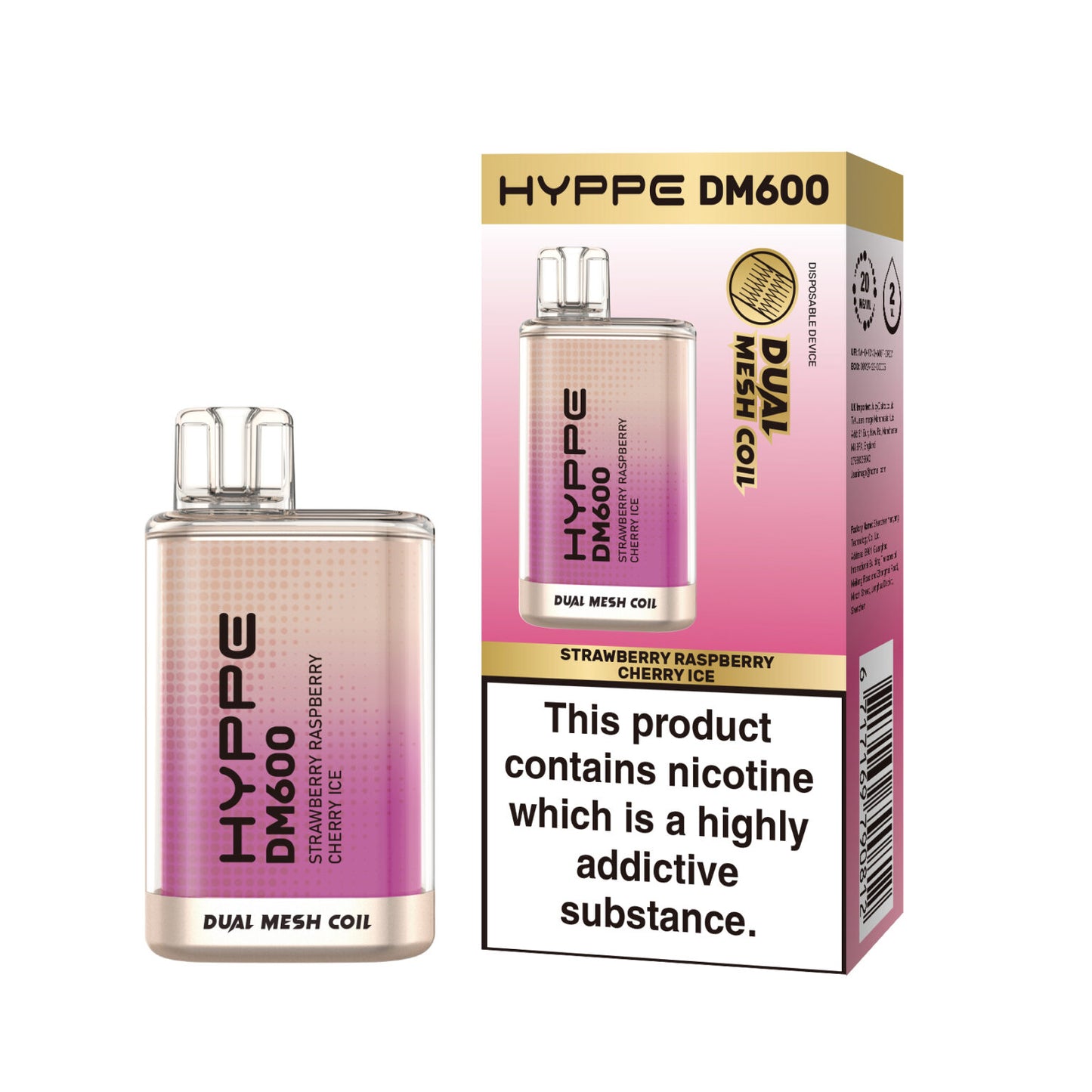 HYPPE DM600 2 % 600 PUFF - DUAL MESH COIL - DISPOSABLE VAPE POD DEVICE **(PACK OF 10)**