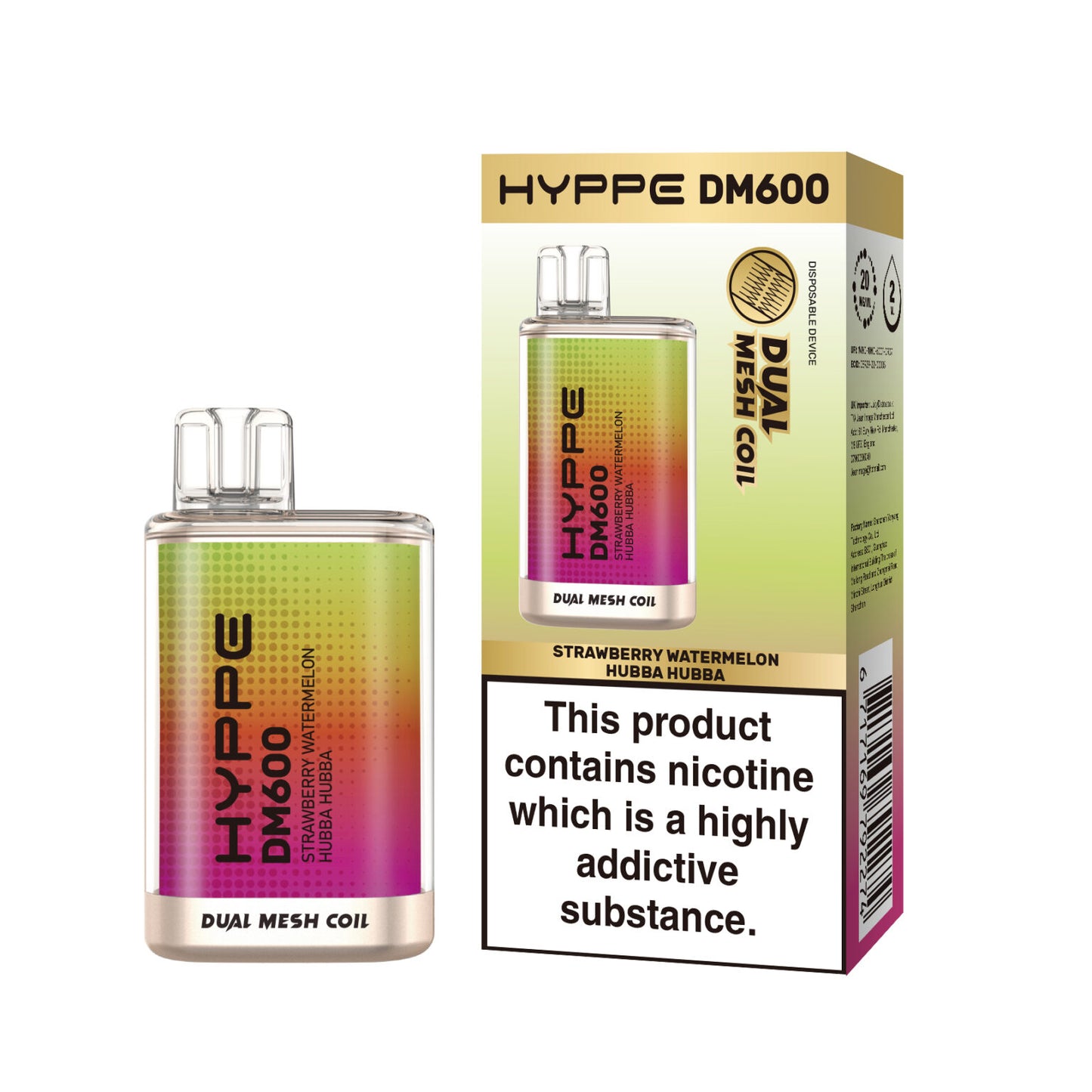 HYPPE DM600 2 % 600 PUFF - DUAL MESH COIL - DISPOSABLE VAPE POD DEVICE **(PACK OF 10)**