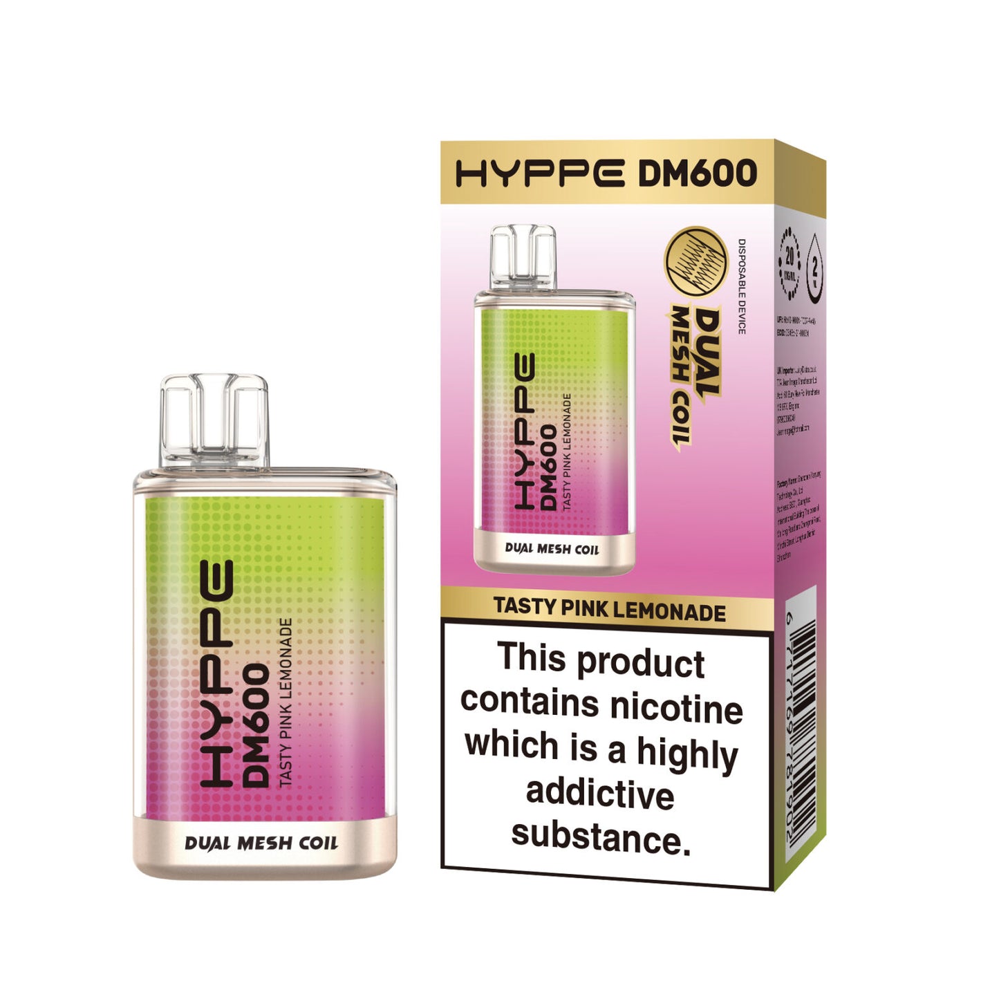 HYPPE DM600 2 % 600 PUFF - DUAL MESH COIL - DISPOSABLE VAPE POD DEVICE **(PACK OF 10)**