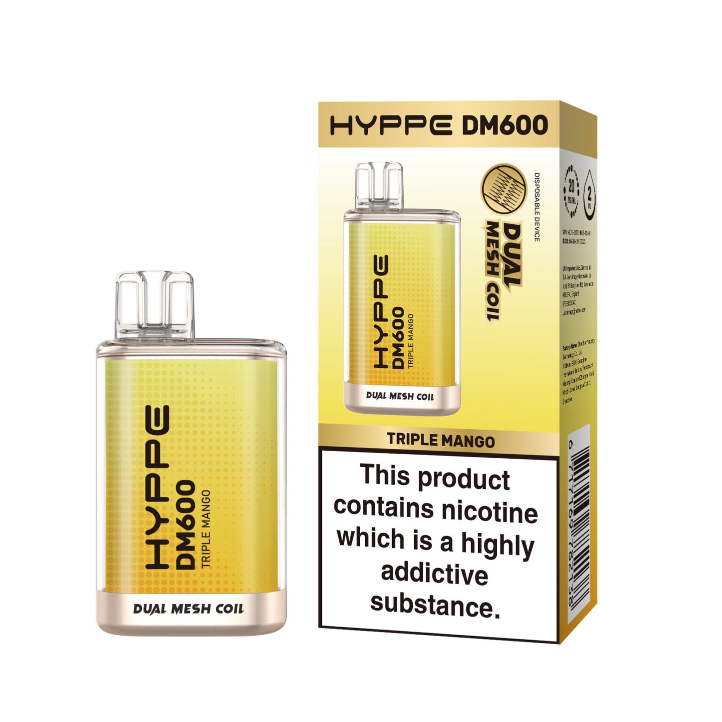 HYPPE DM600 2 % 600 PUFF - DUAL MESH COIL - DISPOSABLE VAPE POD DEVICE **(PACK OF 10)**