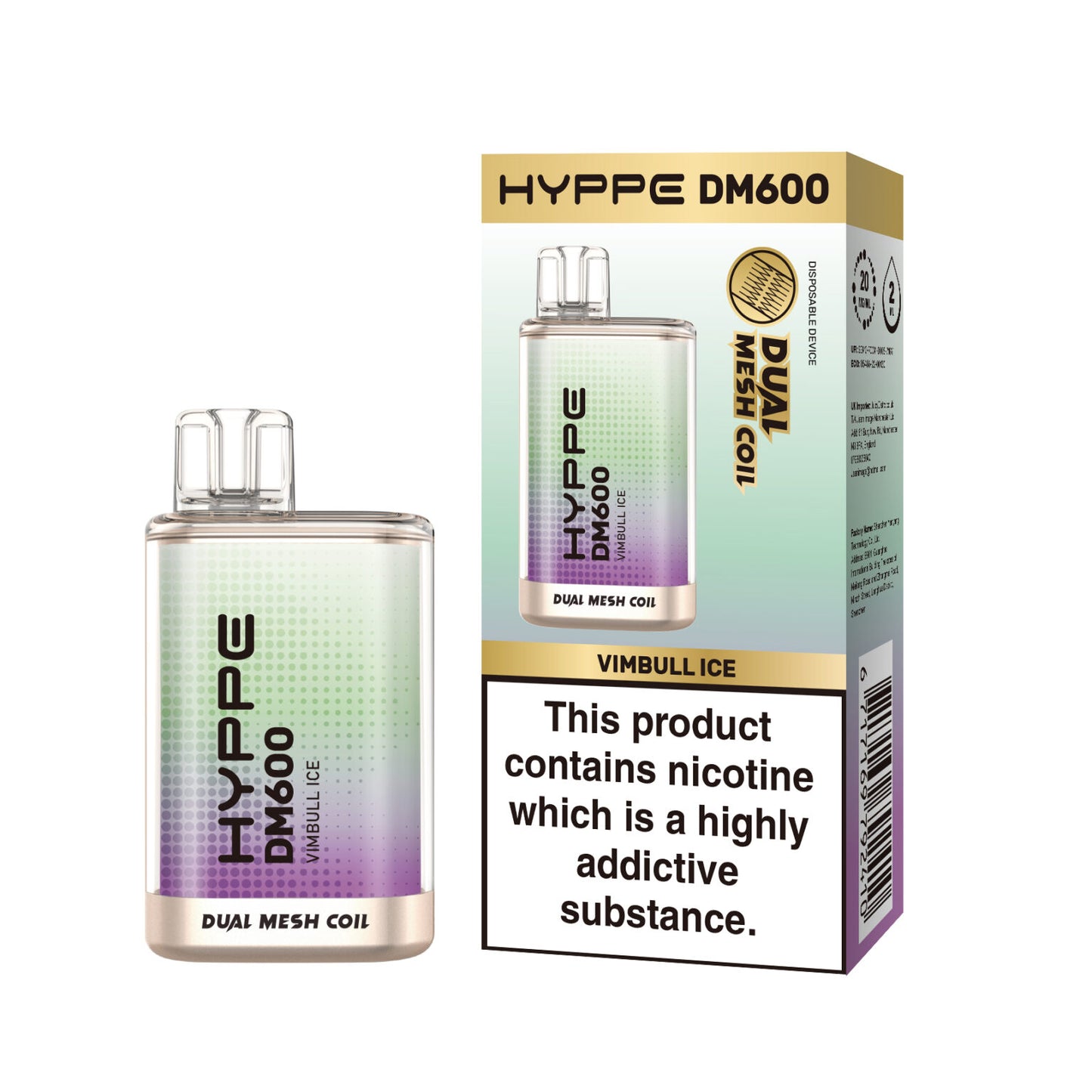 HYPPE DM600 2 % 600 PUFF - DUAL MESH COIL - DISPOSABLE VAPE POD DEVICE **(PACK OF 10)**