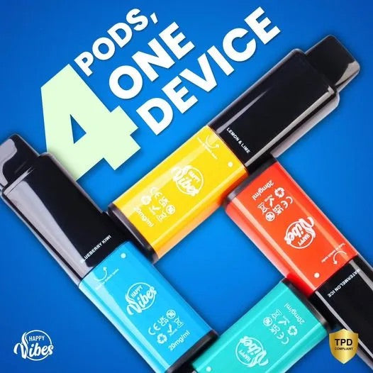 HAPPY VIBES TWST 2400 DISPOSABLE VAPE - 2400 PUFFS - 2% NIC - TPD COMPLAINT - MESH COIL - **(PACK OF 5)**